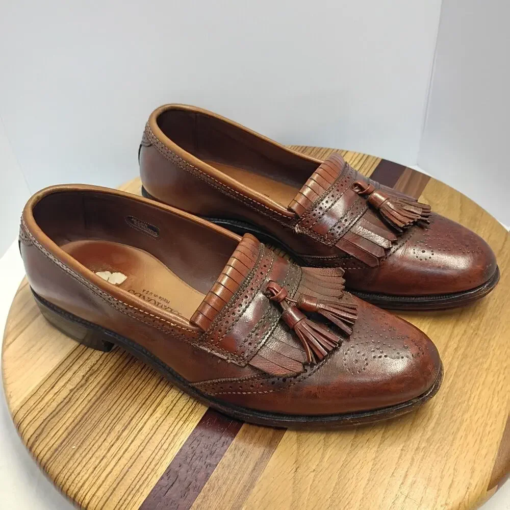 Allen Edmonds Bridgeton Leather Slip On Kiltie Tassel Shoes Loafers Size 10